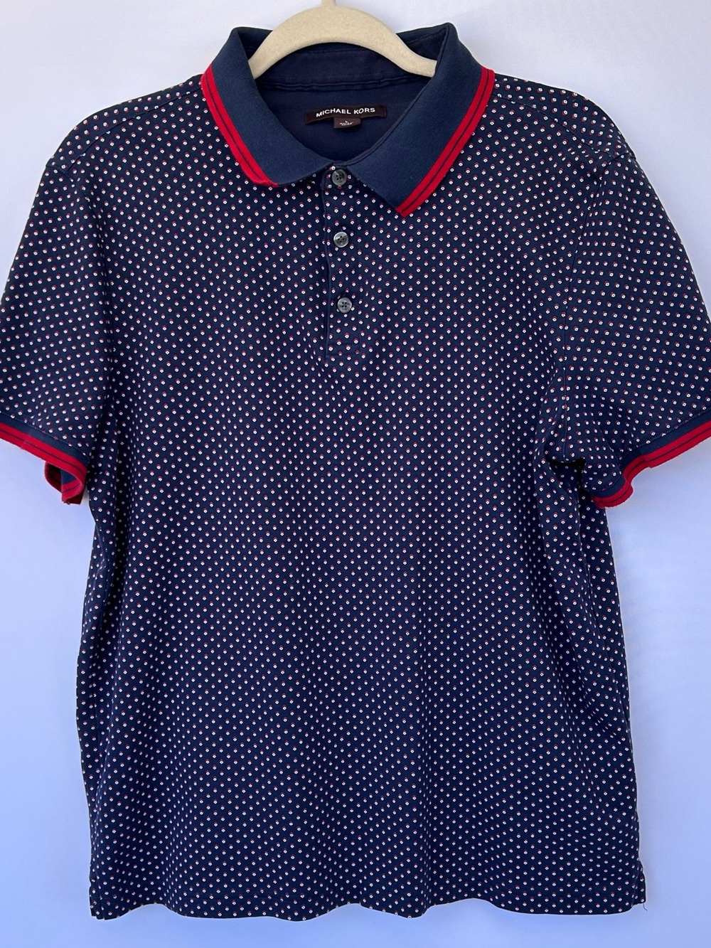Michael Kors Men’s Polo Shirt Short Sleeve Navy/Red/White Size Large